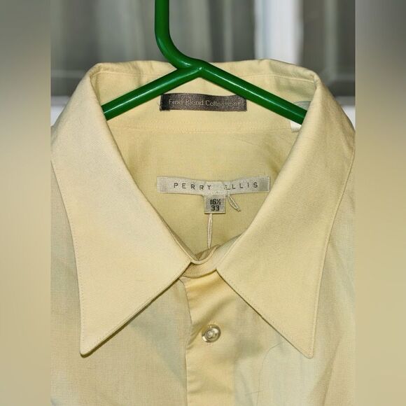 Perry Ellis Men’s 16.5 33 Pale Butter Yellow Long Sleeved Casual Button Up Shirt - Picture 5 of 7